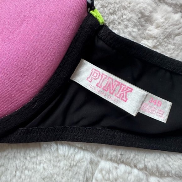 Victoria's Secret PINK | Black Dot & Neon Wear Everywhere Push-Up | Size 34B - Picture 10 of 12